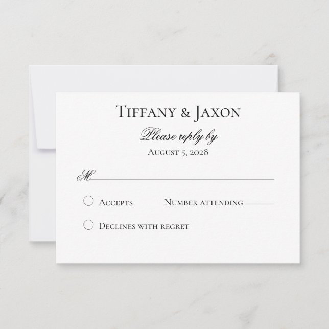 Carte RSVP noir et blanc classique (Devant)