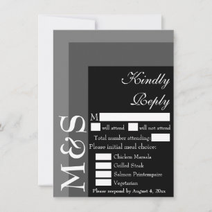 Carte RSVP Noir et Blanc Moderne Script Wedding