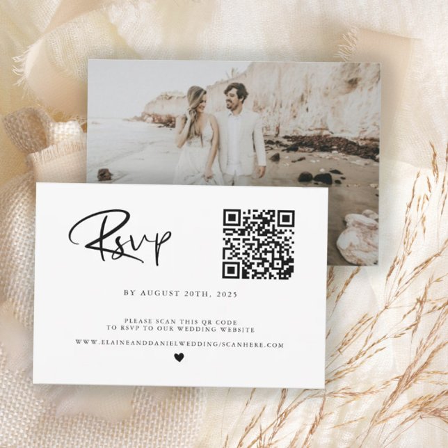 Carte RSVP noir et blanc pour code QR budget (Créateur téléchargé)