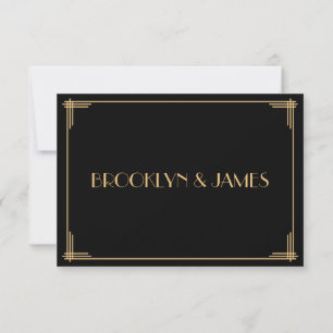 Carte RSVP Noir Grand Gatsby Art Déco Mariage