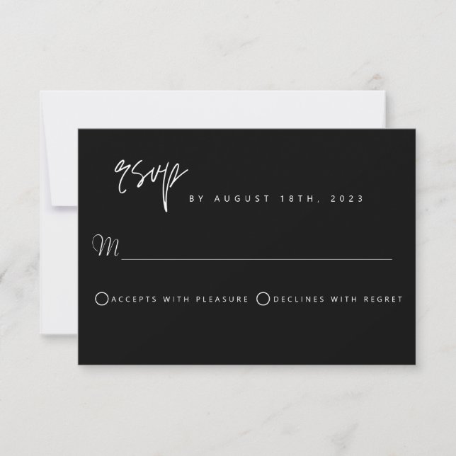 Carte RSVP noire minimaliste (Devant)