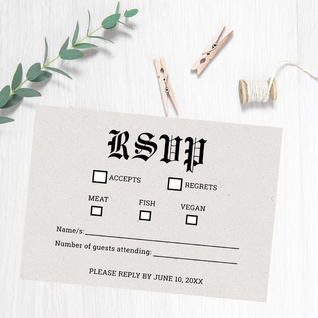 Carte RSVP Nostalgic Newspaper Wedding (Nostalgic Newspaper RSVP Card)