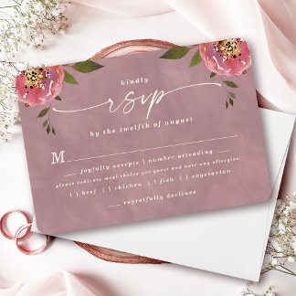 Carte RSVP Ophelia Dusty Mariage Rose