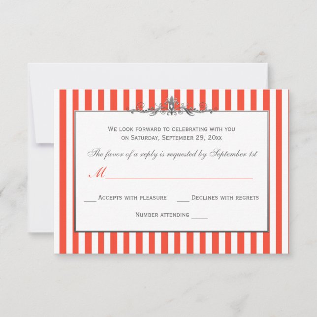 Carte RSVP Orange, Blanc, Argent Défilé (Devant)