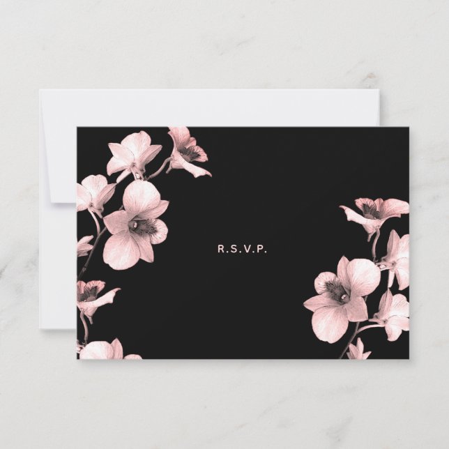 Carte RSVP Orchidée Blanche Teintée de Rose sur Fo (Devant)