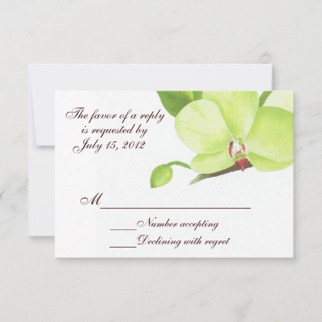 Carte rsvp orchidée verte (Devant)