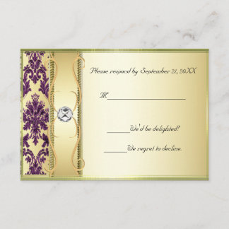 Carte RSVP P1 Gold sur Purple Damask