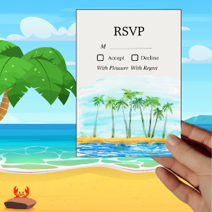 Carte RSVP Palm Tree and Beach Wedding