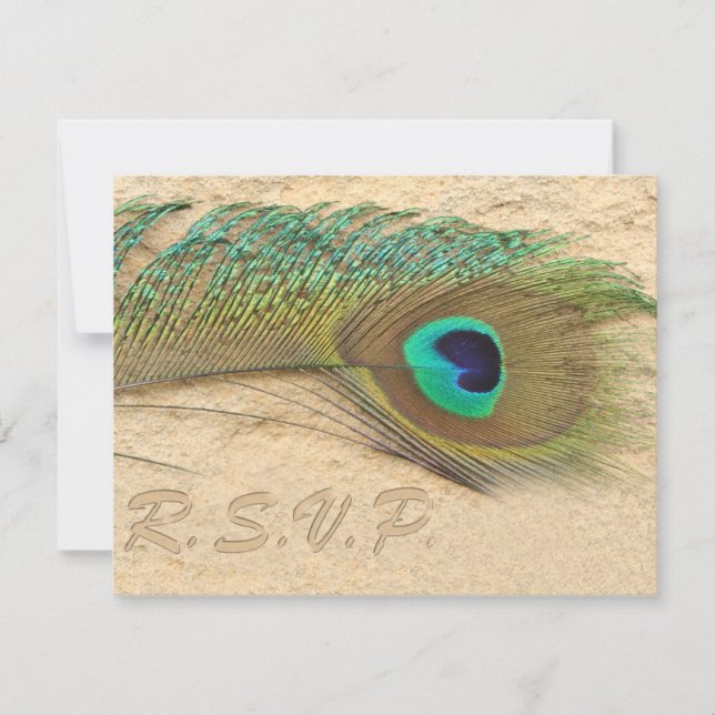 carte rsvp paon bleu (Devant)
