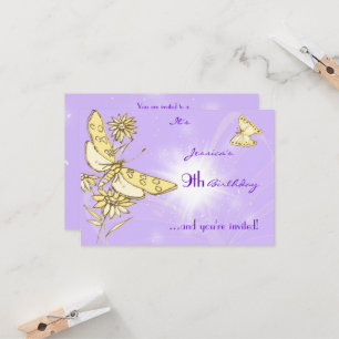 Carte RSVP Papillon Peach Violet