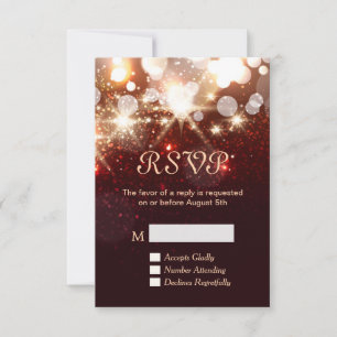 Carte RSVP - Parties scintillant d'or moderne étin