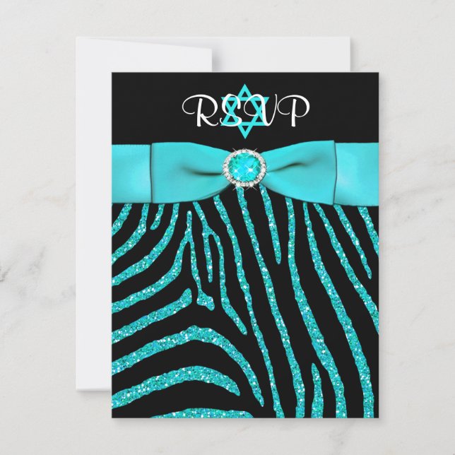 Carte RSVP Parties scintillant RIBBON Zebra IMPRIM (Devant)