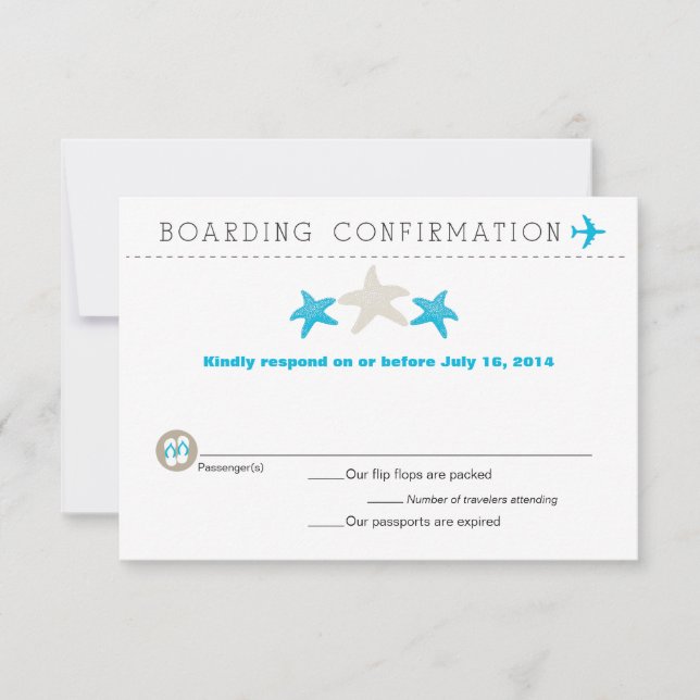 Carte RSVP Pass d'embarquement Starfish (Devant)