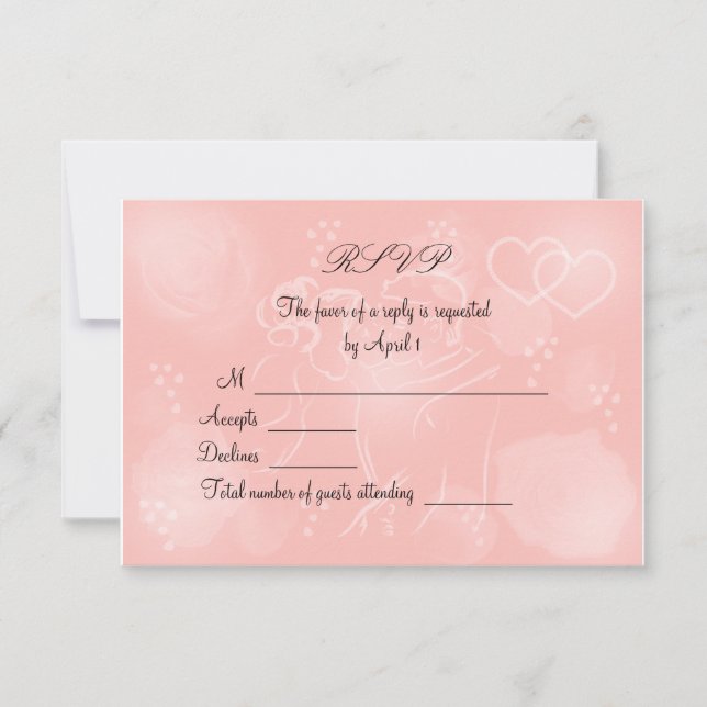 Carte RSVP Peach roses (Devant)