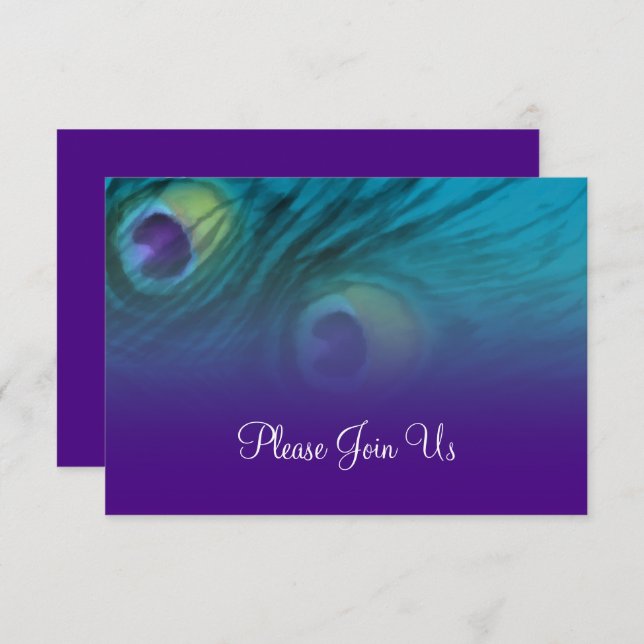 Carte RSVP Peacock Turquoise violet (Devant / Derrière)