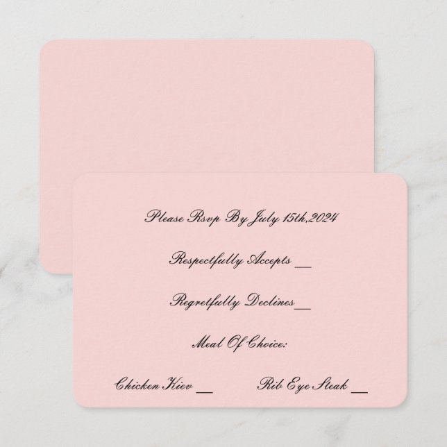 CARTE RSVP PEARL ET PROSECCO ROSE (Devant / Derrière)