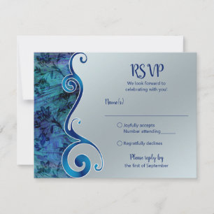 Carte RSVP personnalisable bleu et argent