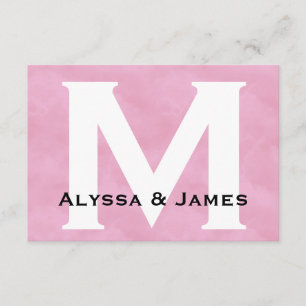Carte RSVP personnalisée Monogramme rose blanc Mar