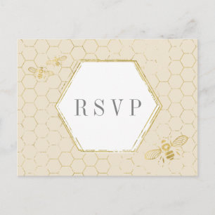 Carte RSVP personnalisée Motif Gold de crème de mi