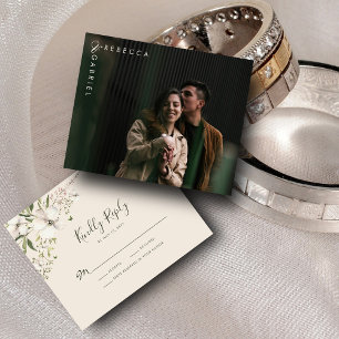 Carte RSVP photo couleur florale élégante à budget