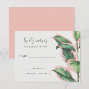Carte RSVP Pink and Green Tropical Foliing