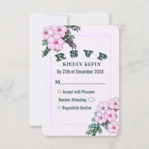 Carte RSVP Pink Anemone Greenery Floral Wedding