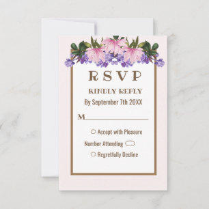 Carte RSVP Pink Magnolia Lavender Floral Wedding
