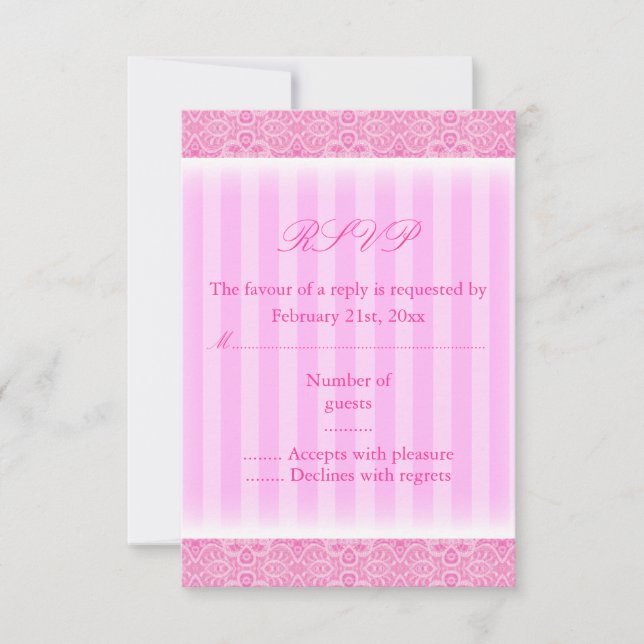 Carte RSVP Pink Stripe Sweet16 (Devant)