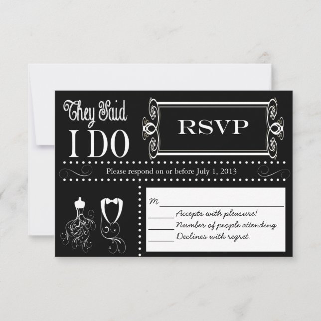 Carte RSVP Post Mariage Chalkboard (Devant)
