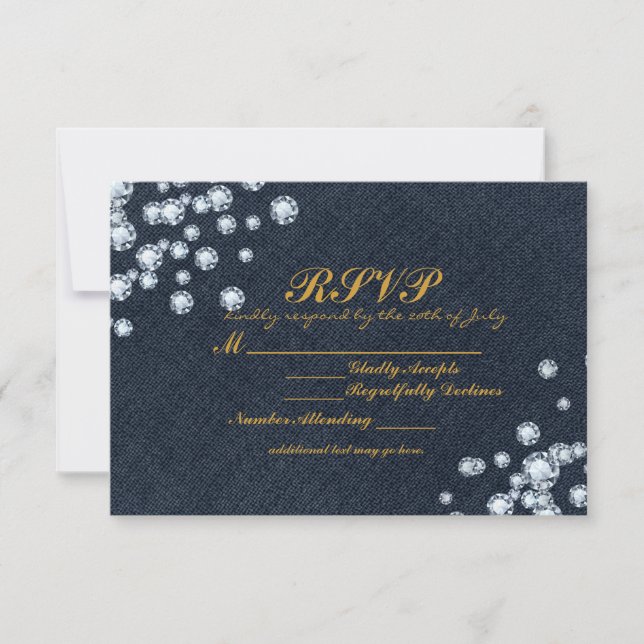Carte RSVP pour fête d'anniversaire Denim et Diamo (Devant)
