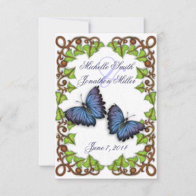 Carte RSVP pour l'amour et les papillons (Devant)