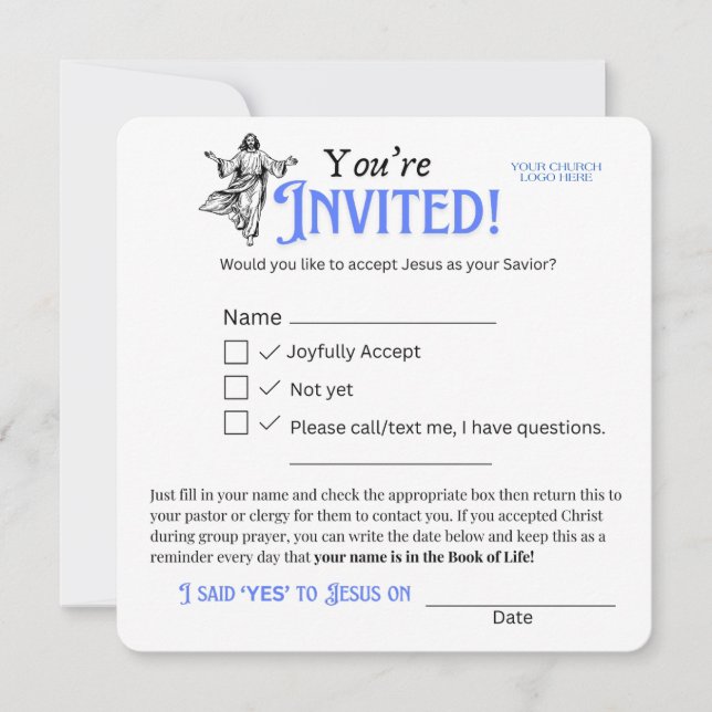 Carte RSVP pour le salut de l'église - personnalis (Devant)