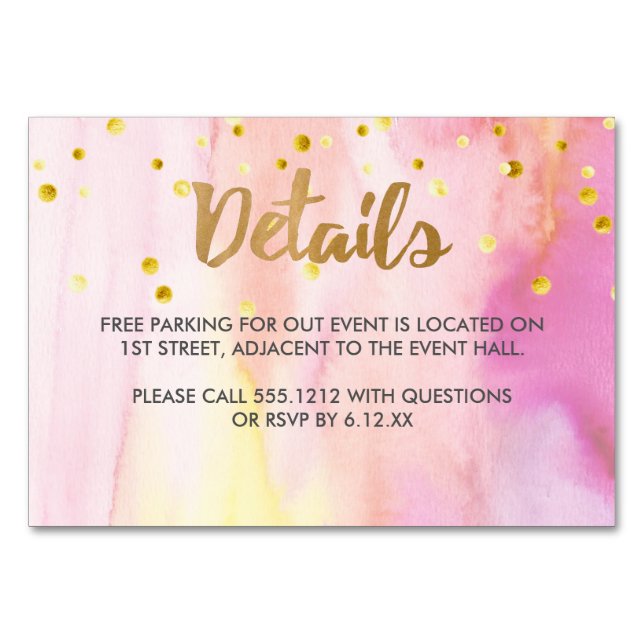 Carte RSVP pour les détails de l'aquarelle moderne (Devant)
