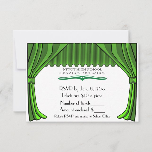 Carte RSVP pour les rideaux de théâtre de commande (Devant)