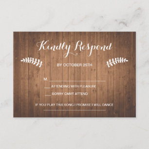 Carte RSVP pour mariage forestier rustique