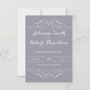 Carte RSVP pour mariage gris avec des frissons vic