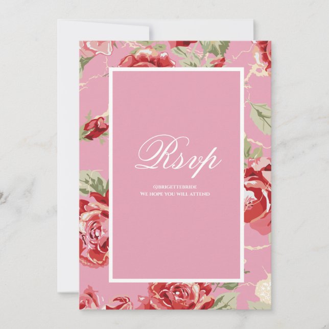 Carte RSVP pour save the date avec impression flor (Devant)