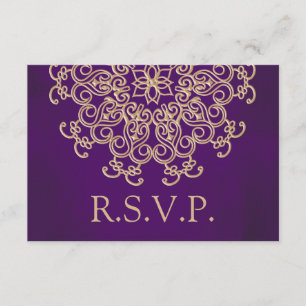 CARTE RSVP PURPLE AND GOLD INDIAN RESPONSABLE