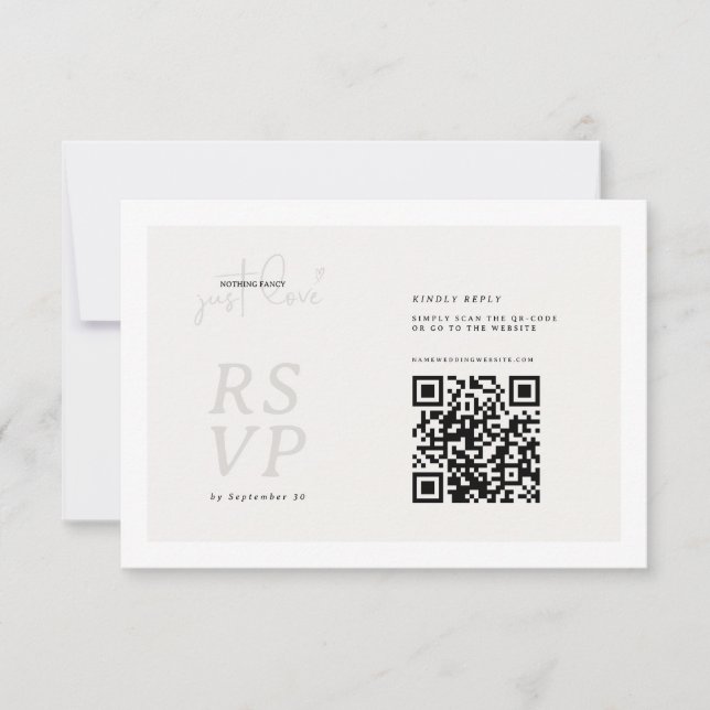 Carte RSVP QR-code Juste un amour sans prétention (Devant)
