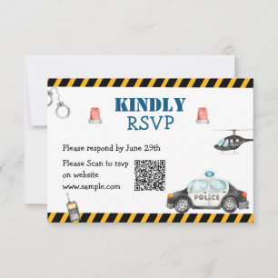 Carte RSVP QR de la fête d'anniversaire de la poli