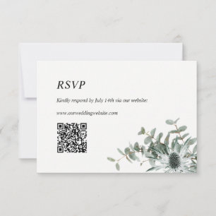 Carte RSVP QR pour Mariage   Chardon vert Sage