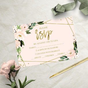Carte RSVP Quinceanera Florale Rose