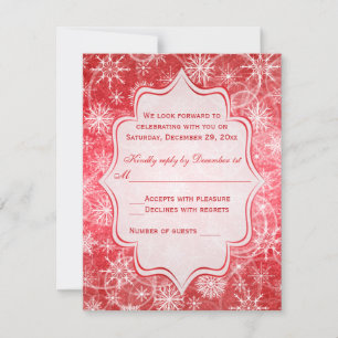Carte RSVP Red and White Snowflakes