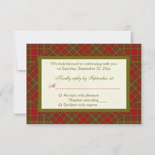 Carte RSVP Red Plaid Red Automne