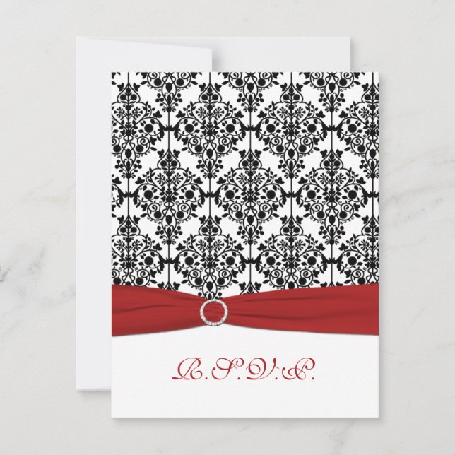 Carte RSVP Red, White et Black Damask II (Devant)