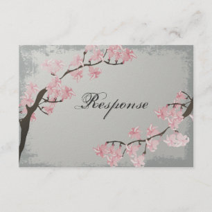Carte RSVP Réponse mariage - Fleur de cerisier ros