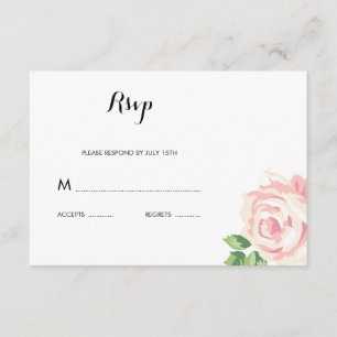 Carte RSVP Réponse Mariage Rose vintage