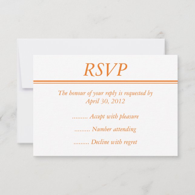 Carte RSVP, réponse ou réponse orange moyenne (Devant)