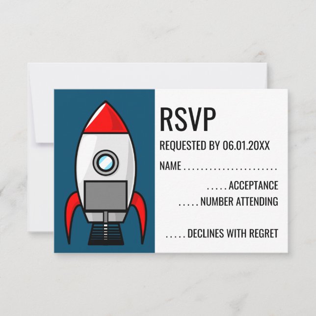 Carte RSVP Retro Sci Fi Rocket (Devant)