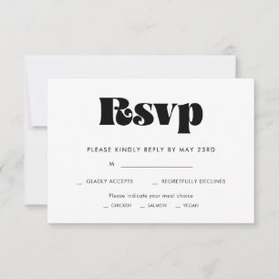 Carte RSVP retro vintage avec choix de repas